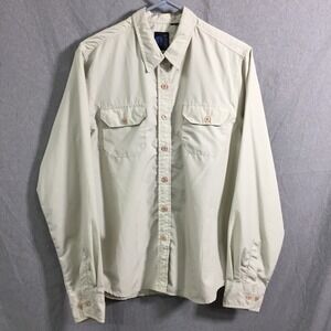 Urge Impulse Mens Long Sleeve Button Up Utility Shirt Tan Khaki Size‎ Large L